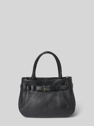 Productfoto, Handtasche aus Leder Modell 'JILL' van Abro, zwart echt leer, labeldetail, magnetische sluiting, draaghengsel, schouderriem, gestructureerd oppervlak, afmeting 24x18x11 cm, schouderriem 125 cm.