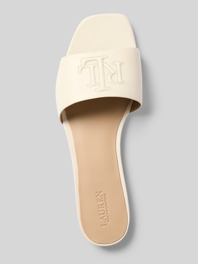 Productfoto, Pantoletten aus reinem Leder Modell 'EVERLEY SLD' von Lauren Ralph Lauren, dames instapper leerlook, vierkante punt van de schoen, recht, blokhak, label in reliëf en logodetail, comfortmodel/open, gestructureerde zool, materiaalverwerking glad leer, materiaal echt leer
