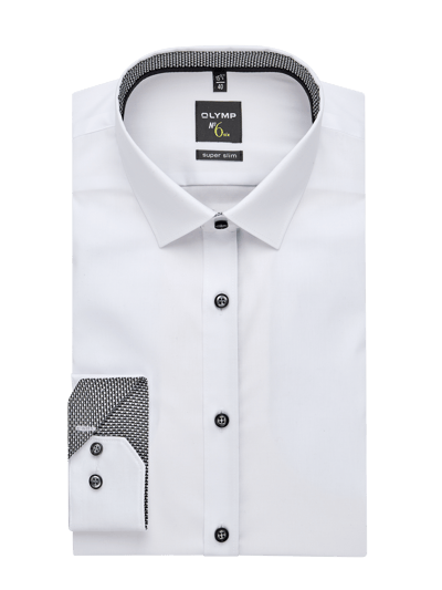 OLYMP No. Six Super Slim Fit Businesshemd aus Twill Weiss 2