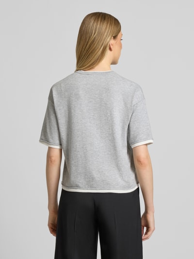 OPUS Strickshirt mit Viskose-Anteil und Rundhalsausschnitt Hellgrau 5