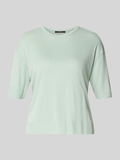 Produktfoto, Strickshirt aus Lyocell-Baumwoll-Mix mit Rundhalsausschnitt von windsor., mintgrün, Regular-Fit, Gerippte-Abschlüsse, Label-Detail. Damen, Rückenlänge 55 cm, Größe 36.