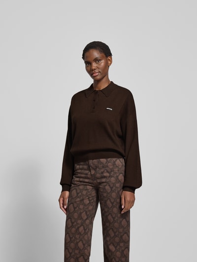 ROTATE Oversized Sweatshirt mit Polokragen Dunkelbraun 4