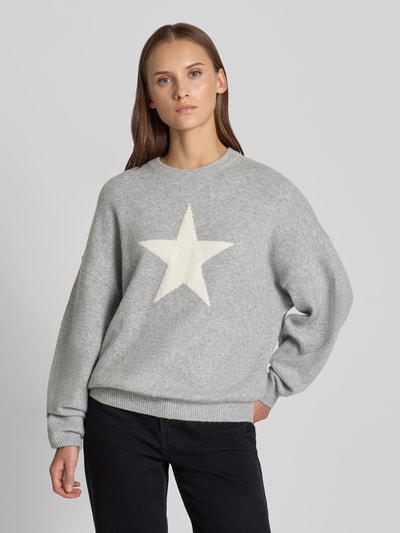 REVIEW regular fit trui in brei-look Lichtgrijs gemêleerd - 4