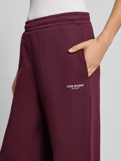 JJXX wide fit sweatpants van katoenmix model 'Studio' Bordeaux - 3