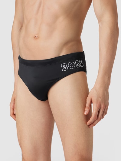 BOSS Zwembroek met labelstitching, model 'Jersey brief' Zwart - 3