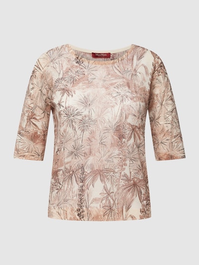 Max Mara Studio Gebreid shirt met all-over motief, model 'MINOSSE' Terracotta - 2