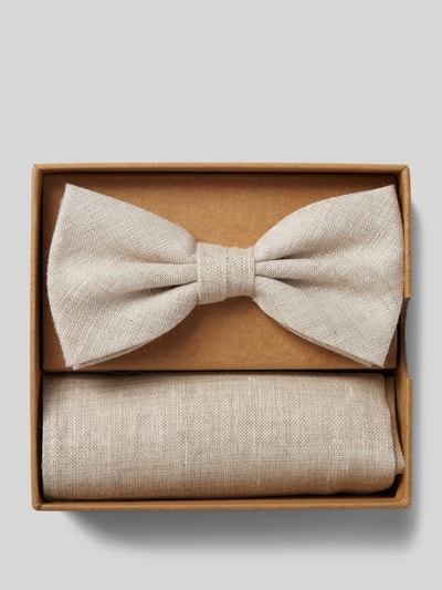 Prince Bowtie Fliege mit Einstecktuch im Set Beige 1