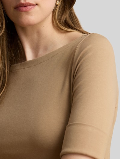 Lauren Ralph Lauren Slim fit t-shirt van katoenmix model 'JUDY' Camel - 6