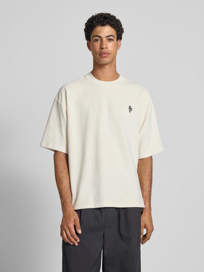 REVIEW T-shirt z prążkowanym okrągłym dekoltem Écru 4