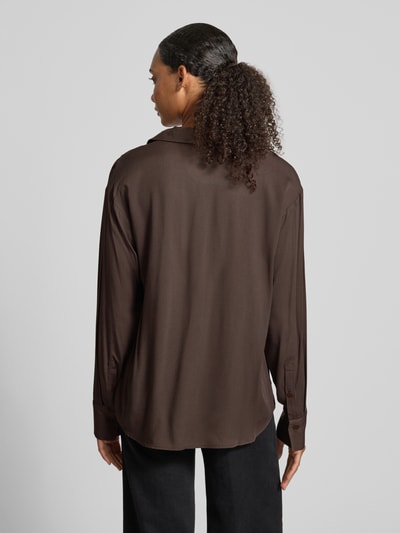ARMEDANGELS relaxed fit blouse met lange mouwen van pure viscose model 'LARISAANA' Donkerbruin - 5