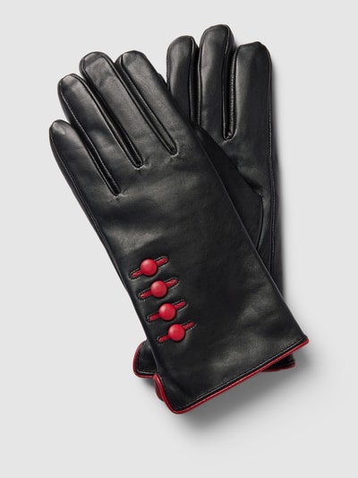 Weikert-Handschuhe Handschuhe mit Zierknöpfen Black 1