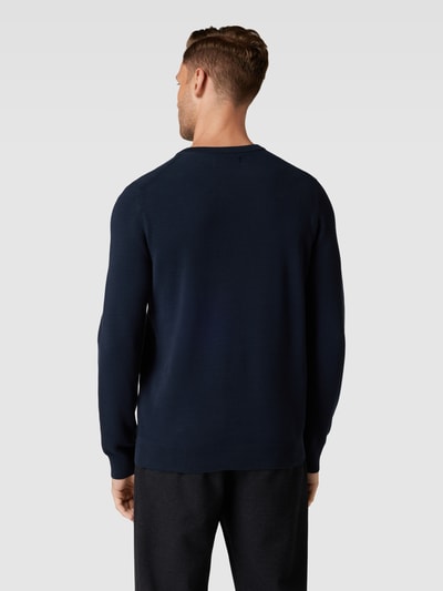 Marc O'Polo Gebreide pullover met labelstitching Marineblauw - 5