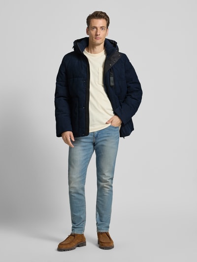 Tom Tailor Gewatteerd regular fit jack met afneembare capuchon Marineblauw - 1
