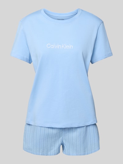 Calvin Klein Underwear Regular fit pyjama met logostitching, model 'Poplin' Lichtblauw - 1