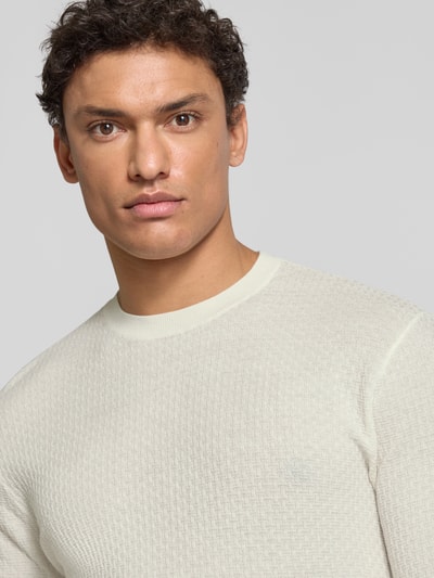 Emporio Armani Strickpullover mit Strukturmuster Offwhite 3