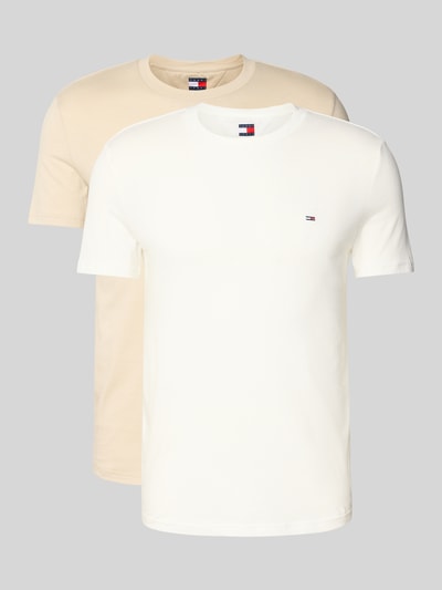 Produktfoto, Slim Fit T-shirt uit puur katoen in set van 2 van Tommy Jeans, look: effen, korte mouw, ronde hals, jersey, logodetail.