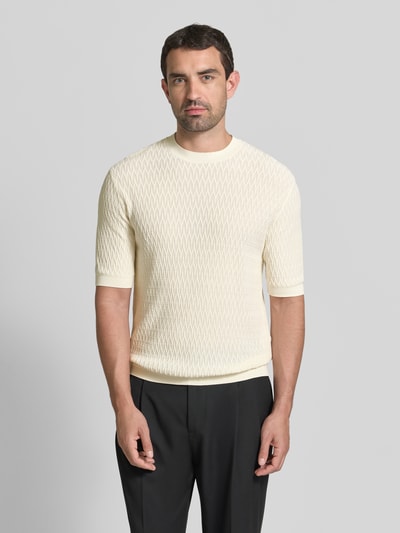 Emporio Armani Slim Fit T-Shirt in Strick-Optik Offwhite 4