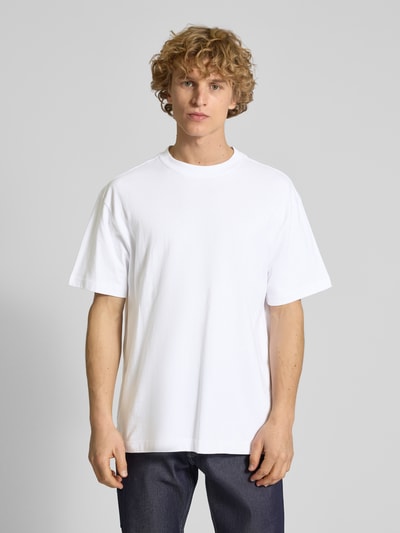 WEEKDAY Oversized T-Shirt mit geripptem Rundhalsausschnitt Weiss 4