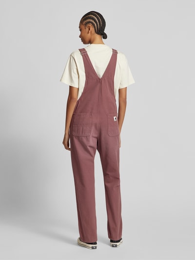 Carhartt Work In Progress Straight Leg Latzhose mit Label-Patch Modell 'Bib' Rosa 5