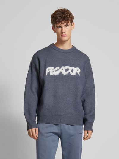 Pegador Oversized Strickpullover mit Label-Stitching Modell 'TRIPOLE' Rauchblau 4