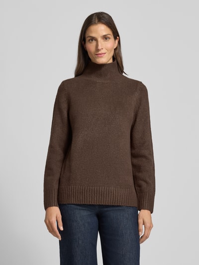 Jake*s Casual Strickpullover mit Stehkragen Dunkelbraun 4