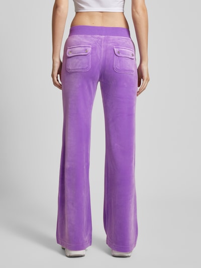 Juicy Couture Bootcut sweatpants met label en siersteentjes, model 'LAYLA' Lila - 5