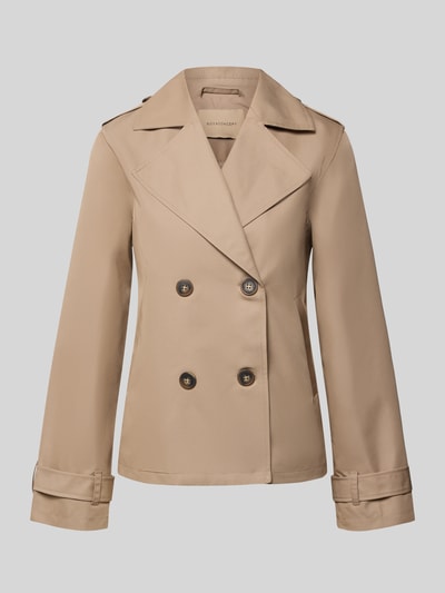 Produktfoto, Jacke mit Reverskragen und Ärmelriegeln Modell 'AMANDA' von Soyaconcept, beige, Baumwoll-Mix, Regular-Fit, Zweireiher, strukturierte Optik, Rückenlänge bei Größe S 62 cm, Schulterbreite 38 cm, Brustweite 53 cm, Ärmellänge 63 cm