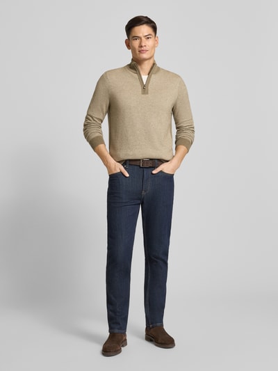 BOSS Regular fit schipperstrui van een mix van scheerwol en katoen, model 'HETTORE' Leem - 1