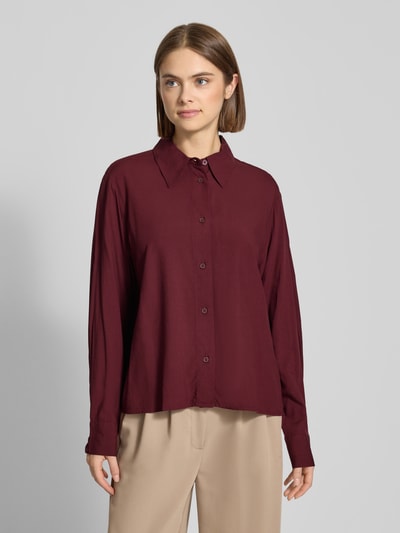 Marc O'Polo Denim Regular fit overhemdblouse van pure viscose Bordeaux - 4