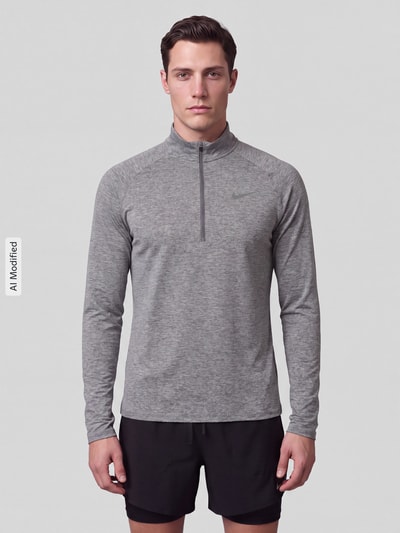 Nike Training Regular Fit Sport-Langarmshirt mit Troyer-Kragen Mittelgrau 4