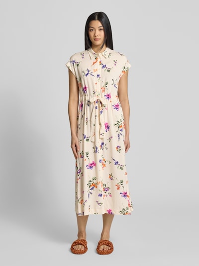 YAS Hemdblusenkleid aus Viskose mit Bindegürtel Modell 'ASINA' Offwhite 4