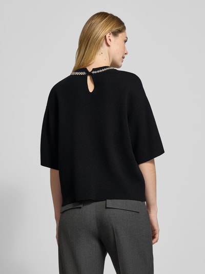 ICHI Strickshirt mit Ziersteinbesatz Modell 'DORISE' Black 5