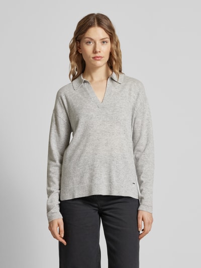 Brax Gebreide pullover met labeldetail, model 'LILLIAN' Middengrijs gemêleerd - 4