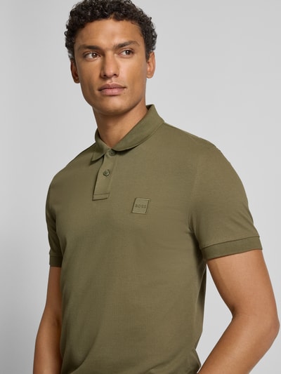 BOSS Orange Slim fit poloshirt van katoenmix Kaki - 3