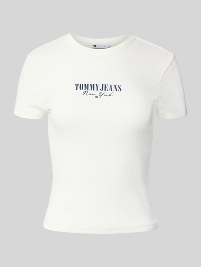 Tommy Jeans T-shirt o kroju slim fit z mieszanki bawełny Écru 2