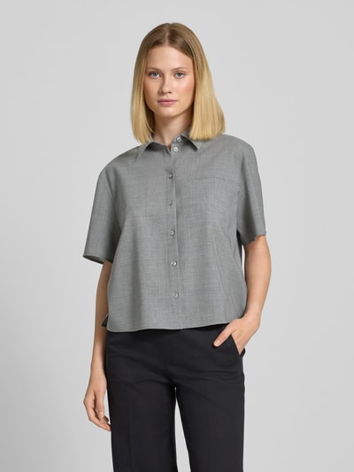 BOSS Bluzka koszulowa o kroju comfort fit z czystej żywej wełny Średnioszary melanż 4