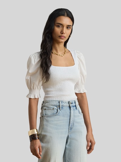 Lauren Ralph Lauren Slim Fit Crinkle T-Shirt aus reiner Baumwolle Weiss 4