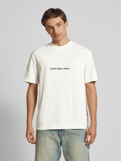 Calvin Klein Jeans T-shirt met ronde hals Offwhite - 4