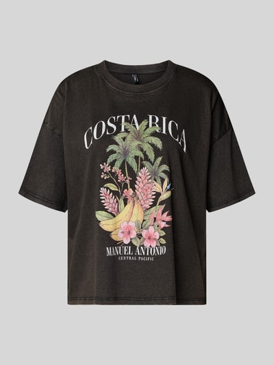 Produktfoto, Boxy Fit T-Shirt aus reiner Baumwolle Modell 'LUCY' von Only, Optik: Unifarben, Motiv-Print vorne, Rundhals, Kurzarm, glatte Textur