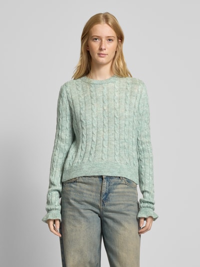 Only Regular fit gebreide pullover met ronde hals, model 'TIA' Rietgroen - 4