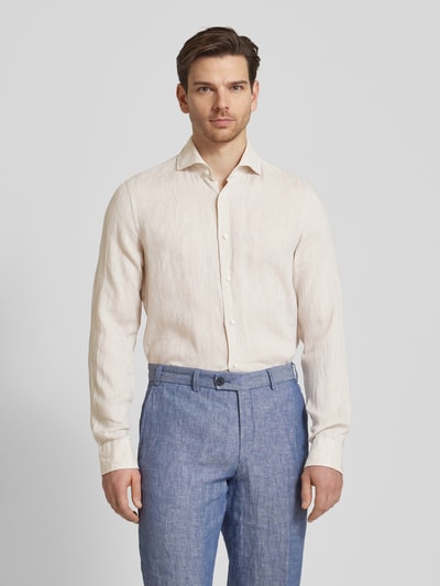 JOOP! Collection Slim fit linnen overhemd met haaikraag, model 'Pai' Beige - 4