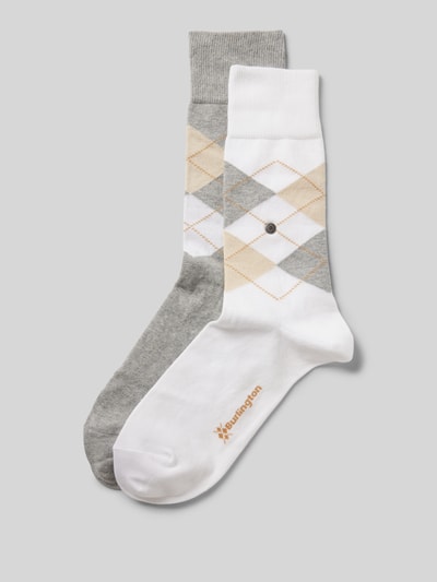 Burlington Socken mit Label-Applikation Modell 'Everyday Argyle' im 2er-Pack Mittelgrau 1