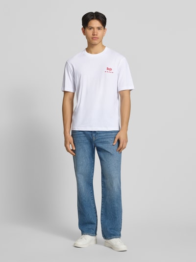 HUGO Blue męski t-shirt o kroju regular fit z czystej bawełny model 'NUCAVO' Biały 1