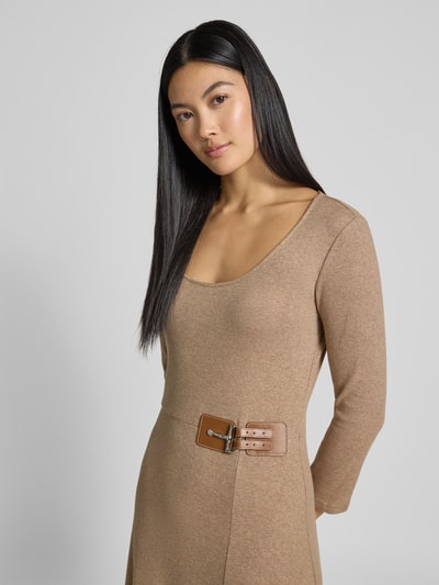 Lauren Ralph Lauren Midikleid mit Rundhalsausschnitt und 3/4-Arm Beige 3