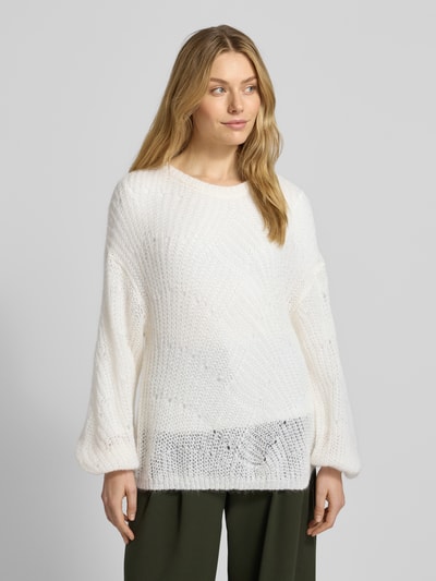 BOSS Orange Oversized Strickpullover aus Mohair-Mix mit Woll-Anteil Modell 'C_FERIGNON' Offwhite 4