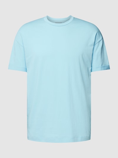 Drykorn T-Shirt mit geripptem Rundhalsausschnitt Modell 'THILO' Hellblau 2