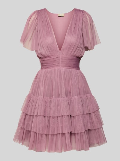 LACE & BEADS Cocktailkleid im Stufen-Look mit V-Ausschnitt Rose 2