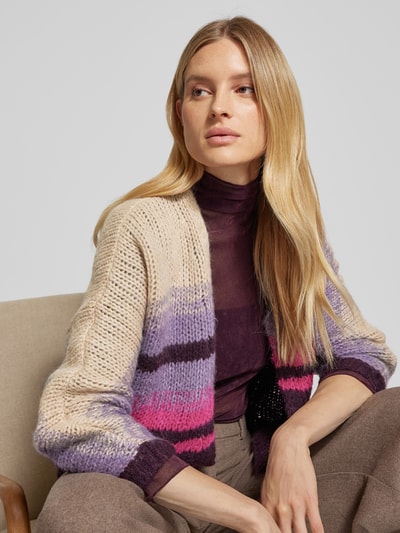 Luisa Cerano Cardigan mit gerippten Abschlüssen Bordeaux 3