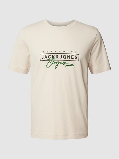 Jack & Jones T-shirt van katoen met labeldetail Beige - 2