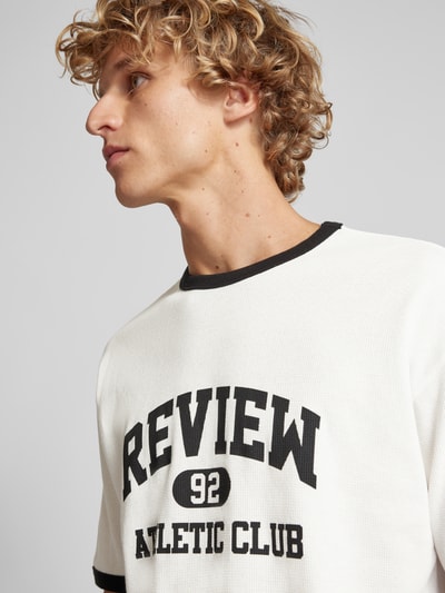 REVIEW T-shirt met ribboorden Offwhite - 3